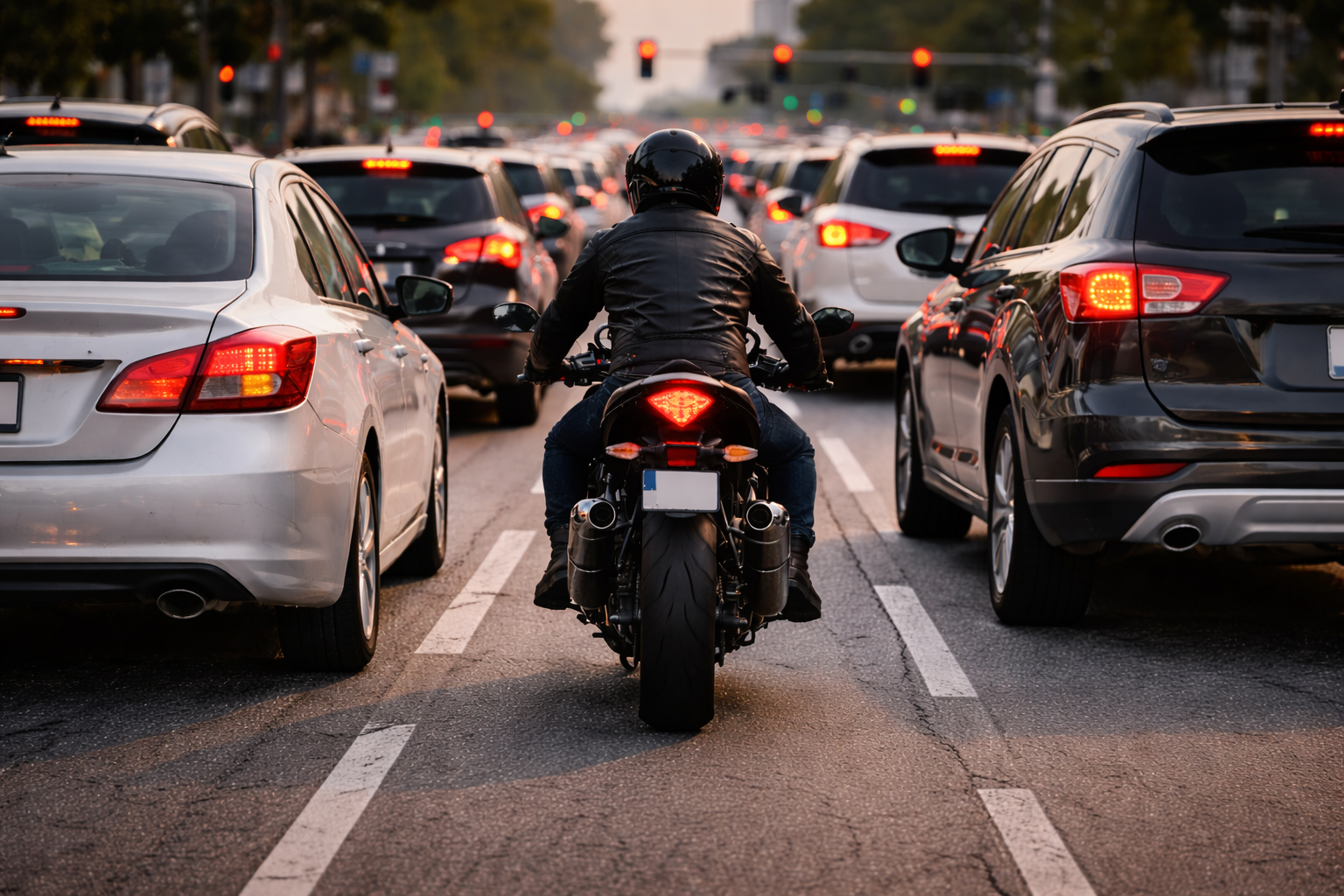 Motorcycle accident caused by lane splitting with another vehicle involved