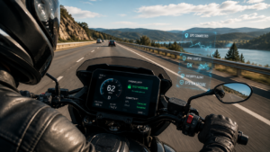 Connected motorcycle with cybersecurity technology riding
